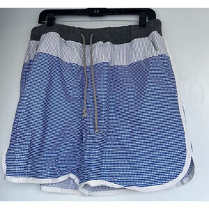 Sacai Blue Gingham Check Cotton Shorts Drawstring Men's Size 3 Large Luxury